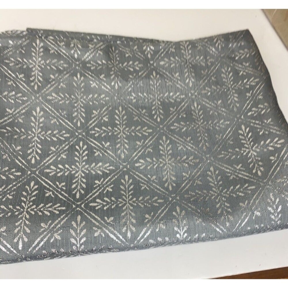 Tablecloth 83" x 59" Grey with Silver Glitter Design Wrinkle Free Holiday Poly